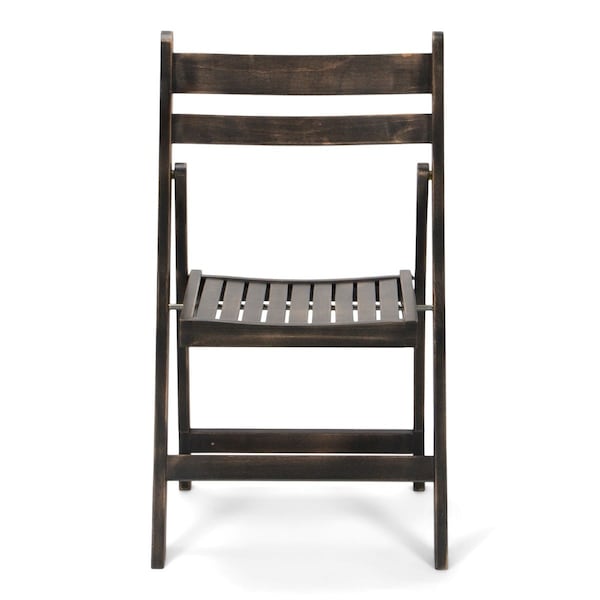 Wood Slatted Folding Chair, Antique Black